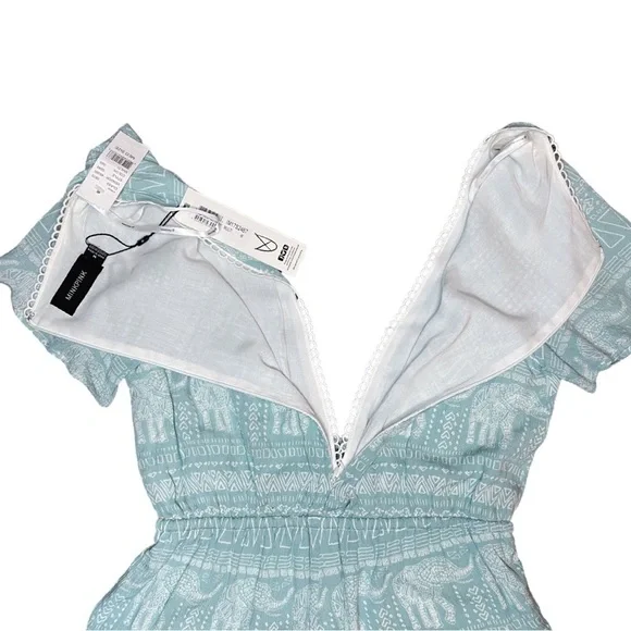 NWT MINKPINK Low V Cut Romper Zipper Back Elephant Pattern - Picture 4 of 14